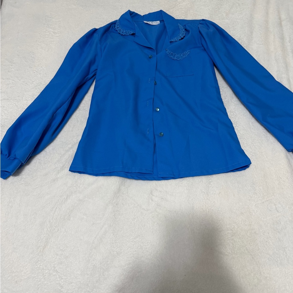 Vibrant Blue Long Sleeve Blouse